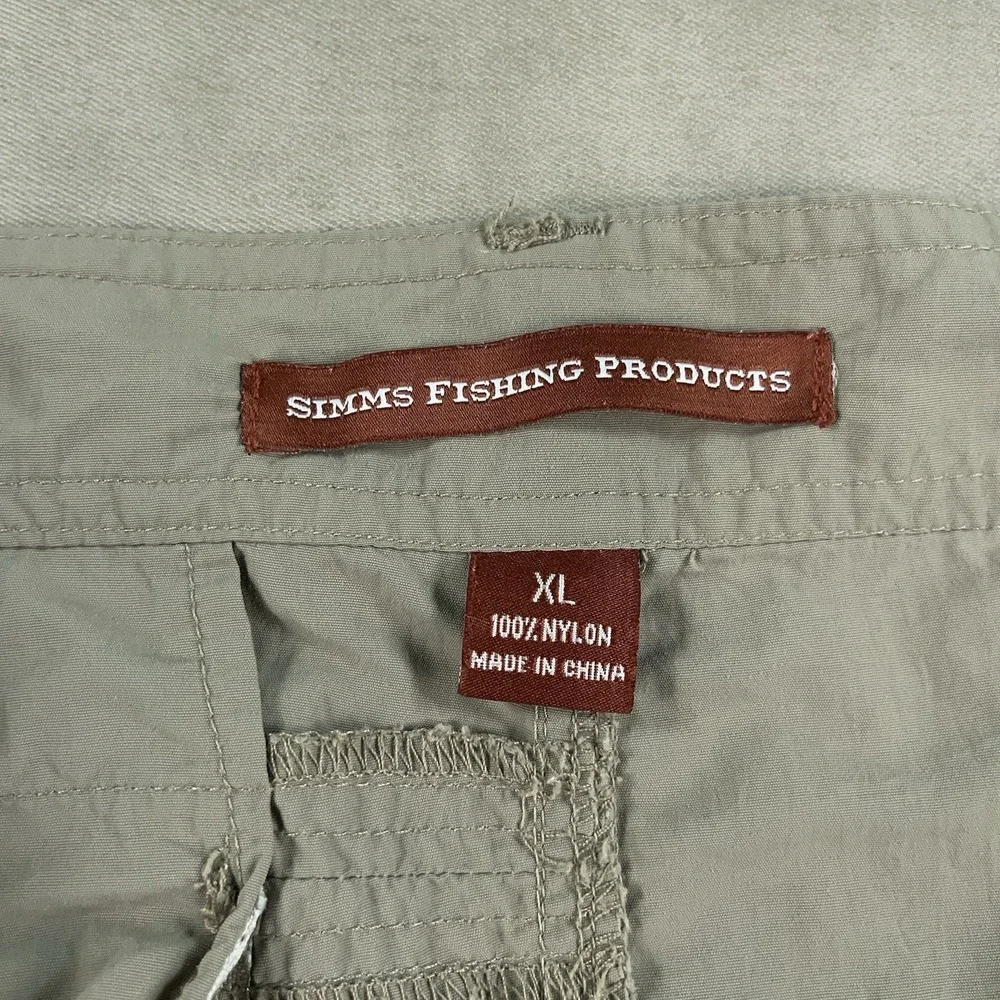 Simms Fishing Pants Mens XL Beige Nylon Cargo Pockets Outdoor Hiking‎ Travel